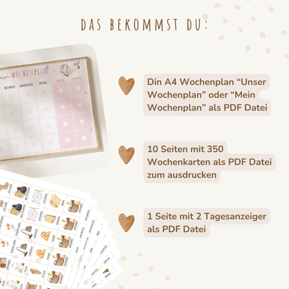 Wochenplan für Kinder | Montessori | zum Ausdrucken | Einhorn