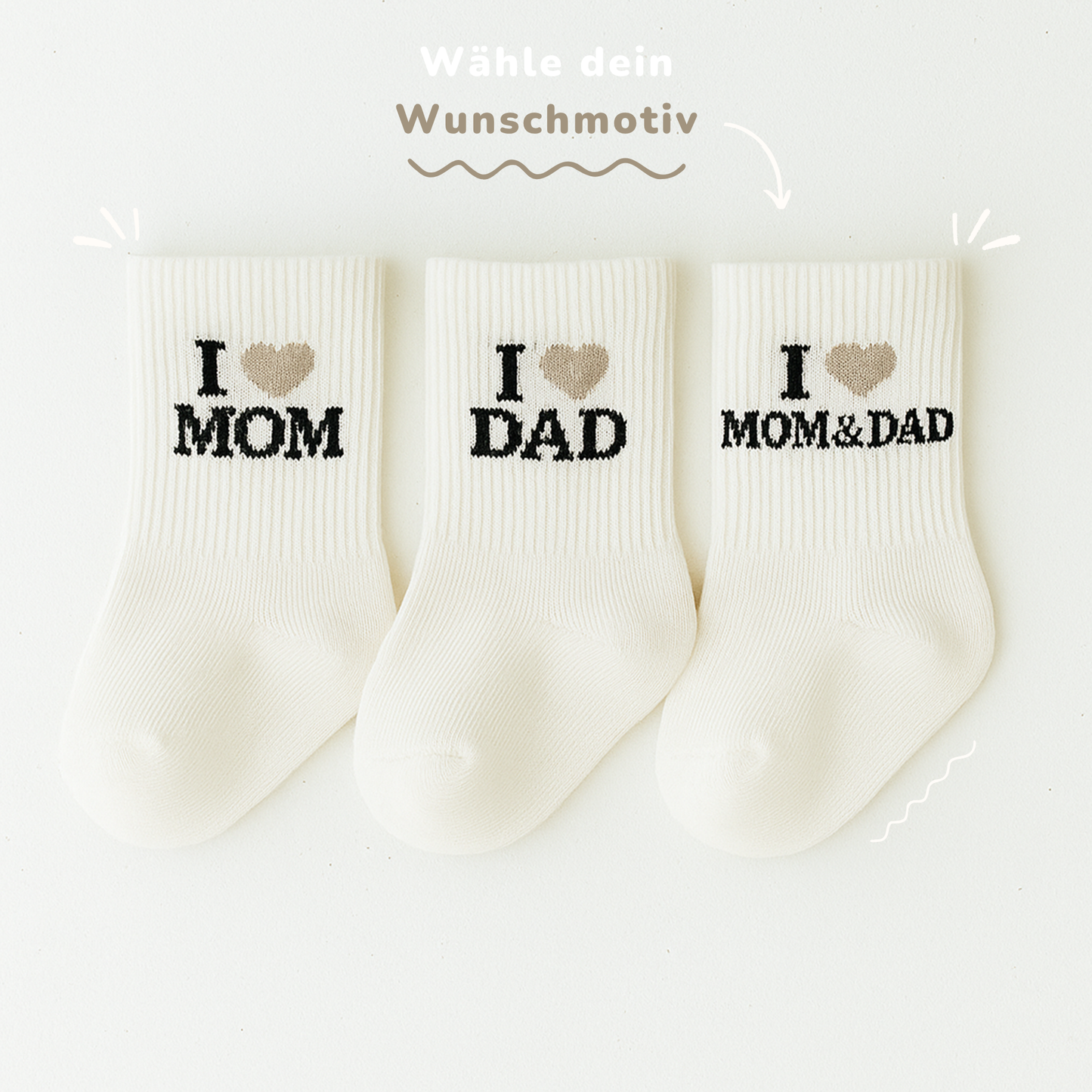 Geschenk zur Geburt Baby  – Babysocken Set inkl. Karte & Baumwollsäckchen