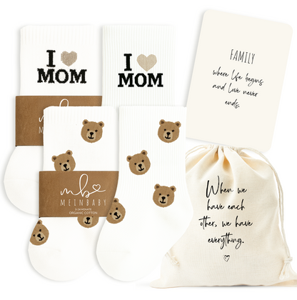 Babysocken Set inkl. Karte & Baumwollsäckchen