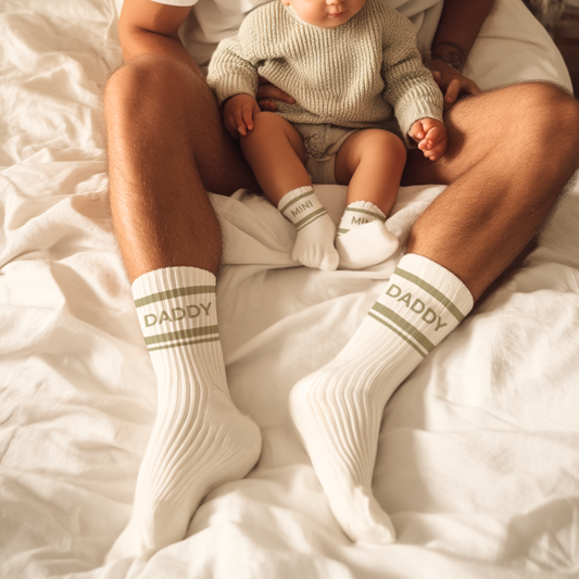 Stylische Retro-Socken Daddy & Mini Set Beige