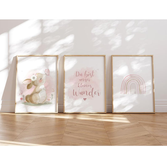 Kinderzimmerposter | 3er Set A4 | Hase
