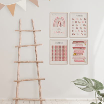 kinderzimmerposter-schule-lernposter-4er-set-maedchen-rosa