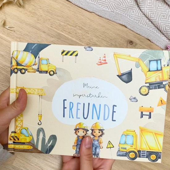 Freundebuch_Kinder_Kindergarten_Schule_Bagger_gelb