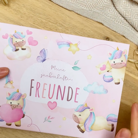 Freundebuch_Kinder_Kindergarten_Schule_Einhorn_pink