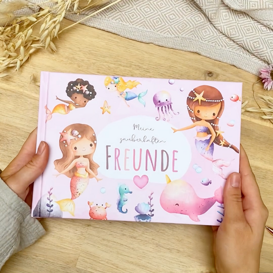 Freundebuch_Kinder_Kindergarten_Schule_Meerjungfrauen_pink