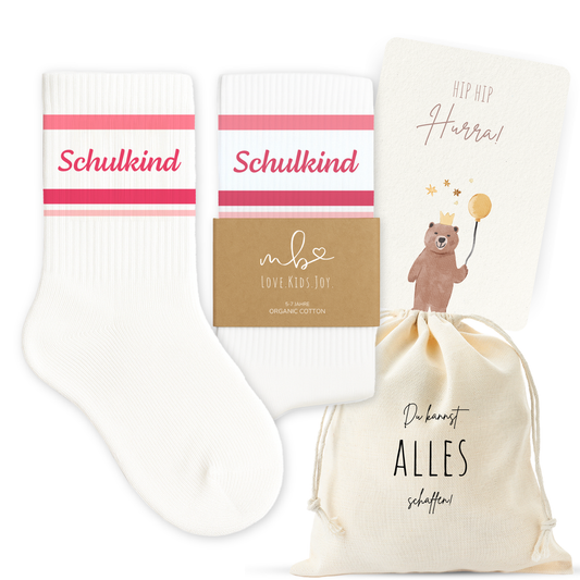 Schulkind Socken Pink | Geschenk zur Einschulung