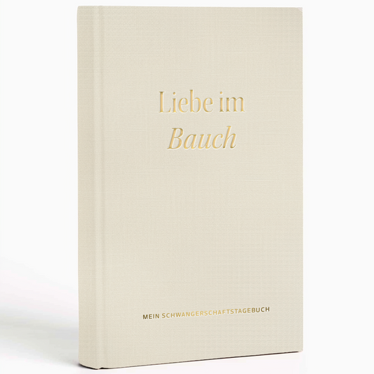 Schwangerschaftstagebuch aus Leinen | Goldgravur