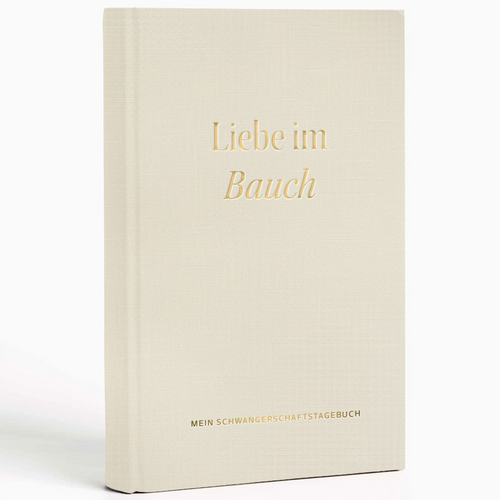 Schwangerschaftstagebuch aus Leinen | Goldgravur