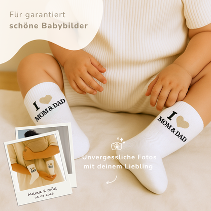 Geschenk zur Geburt Baby  – Babysocken Set inkl. Karte & Baumwollsäckchen
